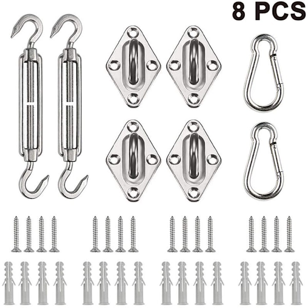 M6 skuggsegelsfäste kit, fyrhörnskit 304