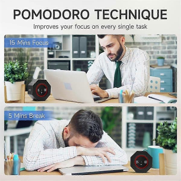 Justerbar visuel timer med 6 forudindstillede muligheder op til 90 minutter