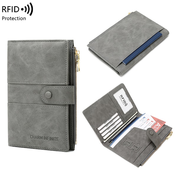 RFID-suojattu matkalompakko passikotelolla Grå Grå