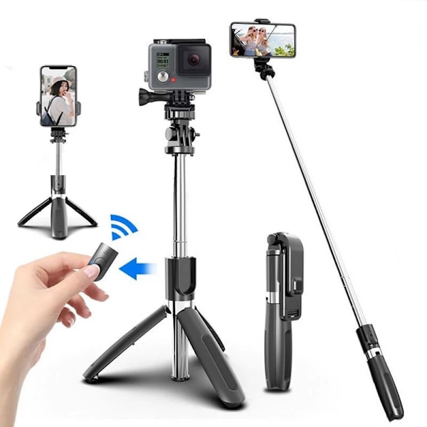 Selfie-stang/mobilholder med fjernbetjening Kamera- og Gopro-kompatibel 19-100 cm 19-100 cm