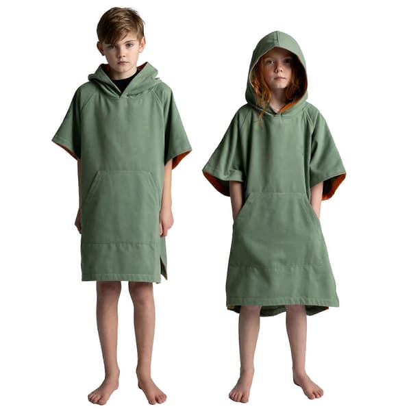 Børne hurtigtørrende mikrofiberponcho 5 - 8 år Sage Green 5 - 8 Yrs