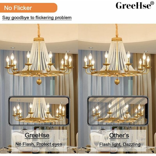 E14 4W LED Pærer, GreeHse E14 LED Filament Pære Varm Hvid 2700K, 420Lm Svarer til 40W Glødepære, Lille Skruefatning Ikke-Dæmpbar Pakke med 6
