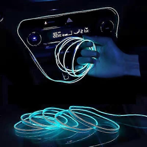 Neon LED bilinteriørbelysningsstrips med USB-stikadapter og controller 1 til 5 1 to 5