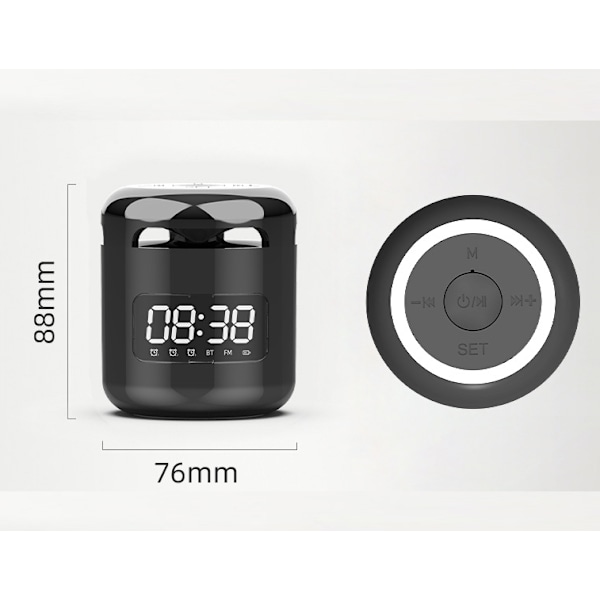 Trådlös Bluetooth Klockradio, Mini Portabel Utomhus Väckarklocka Högtalare (Rosa)