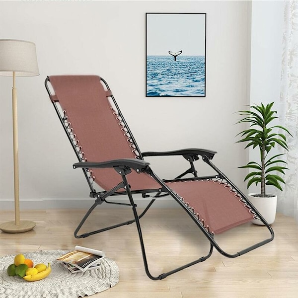 Teslin Fällbar Mesh Solstol Fällbar Lunchrast Strandstol Tyg Tillbehör Brun Mesh Längd Ca. 160 cm Bredd Ca. 43 cm
