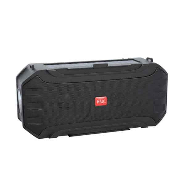 Kannettava FM-radio ulkoiluun, Bluetooth-kaiutin subwooferilla, langaton Bluetooth-kaiutin aurinkolampulla (musta)