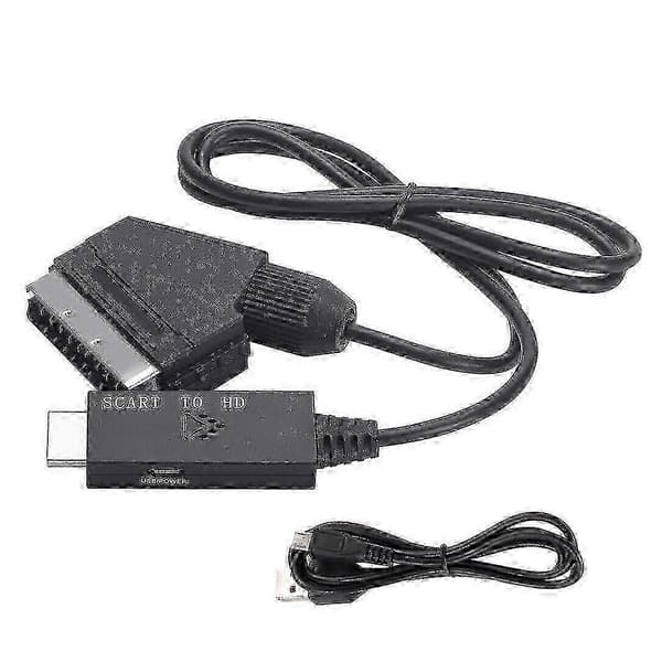 SCART till HDMI Videoomvandlare Kabeladapter Stöder HD-utgång EU