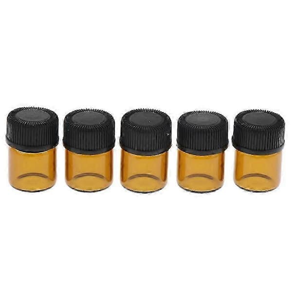 100 st 1ml 2ml 3ml Bärnstensfärgade Glasflaskor, Mini Eterisk Oljeflaskor Med Reducerare & Svart Plastlock 2ml 1ml