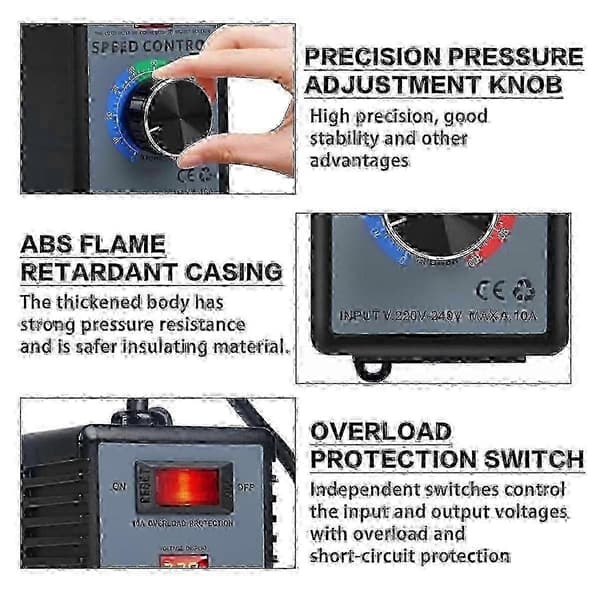 Hastighedsregulator 230V AC Motor Regulator med EU-stik 4000W