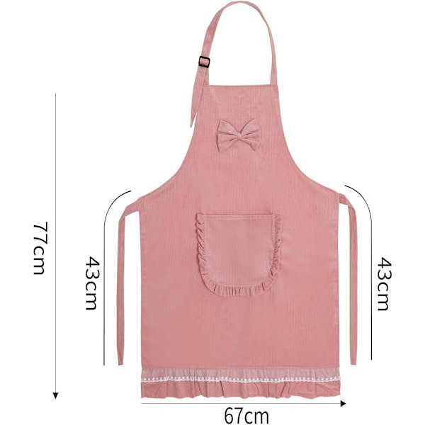 Forklæde til kvinder Bomulds køkkenforklæde med justerbar nakkestrop og stor lomme Personligt forklæde til BBQ Madlavning Bagning Rengøring Butik Bar Pink