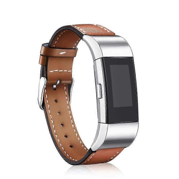 Til Fitbit Charge 2 Ægte Læder Urrem Erstatningsarmbånd