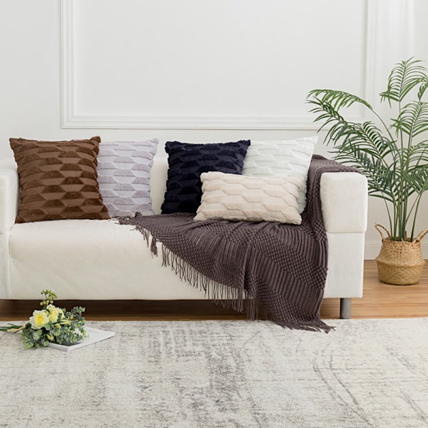 Geometrinen puolisuunnikkaan muotoinen muhkea sohvatyynynpäällinen, yksivärinen koristetyynynpäällinen kotiin (2 kpl, korallinpunainen, 45*45 cm)