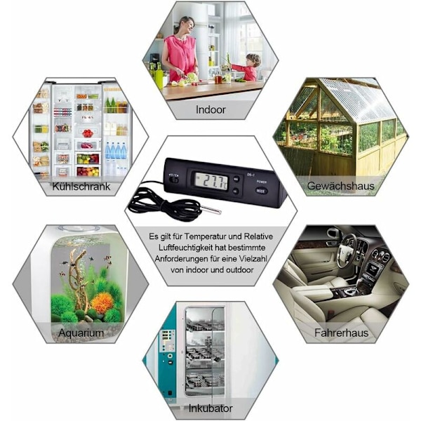 Kablet Elektronisk LCD Digital Temperaturmåler Termometer Probe Sensor til Køleskab Akvarium Fisketank