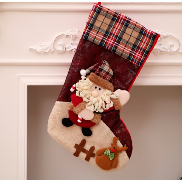 Juldekorationsmaterial Nyårspresenter Jultomte Snögubbe Strumpor Julstrumpor Presentpåse (Två för äldre)