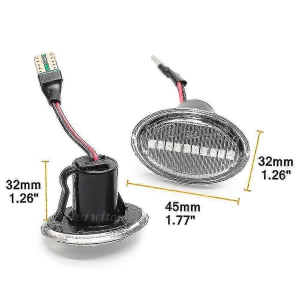 LED blinkende sidemarkeringslys til Fiat 500 500C 500L & Abarth modeller Dynamisk Sort Dynamic Black