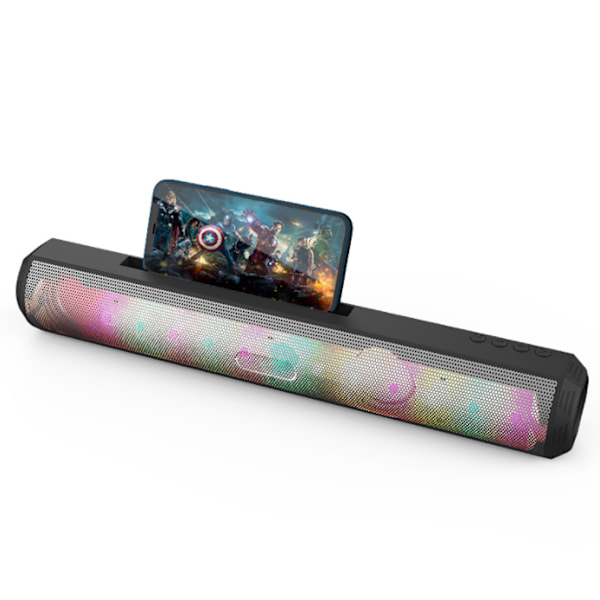 Trådlös Bluetooth-högtalare för skrivbord, färgglada blinkande ljus för långdistansljud Subwoofer (Silvergrå),