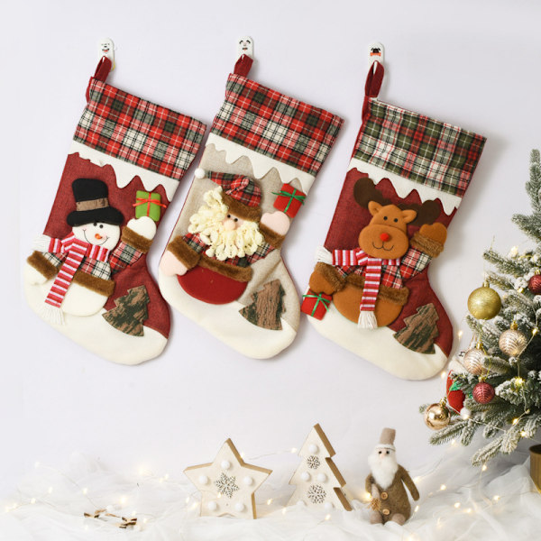Juldekorationer, julstrumpa presentpåsar, julstrumpa godis presentpåsar kreativa hängen (Jul älgsockor)