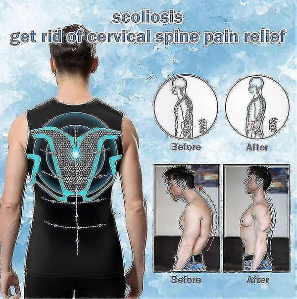 Holdningskorrigerende vest til mænd, Ionic Shaping ærmeløs skjorte L sort L 2pcs Black