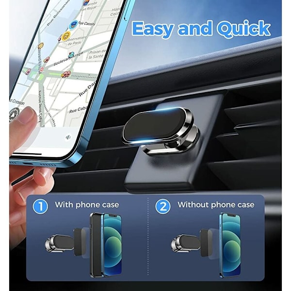 Multifunktionel 360° Roterende Mobiltelefonholder Lang Strimmel Stærk Magnetisk Sugekraft Simpel Mini Navigationsbilholder