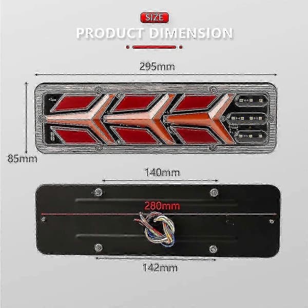 12V LED Baglygte til Trailer Lastbil Varevogn med Bremselys Baklys 2 stk. 2PCS Style E