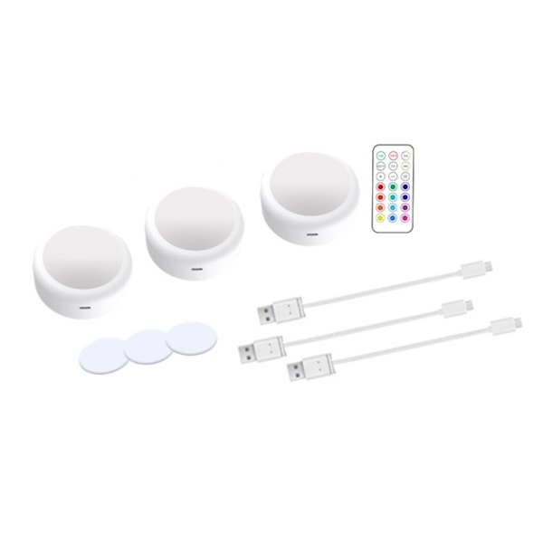 Uppladdningsbara LED-spots 13 RGB färger 3-pack Vit Hvid