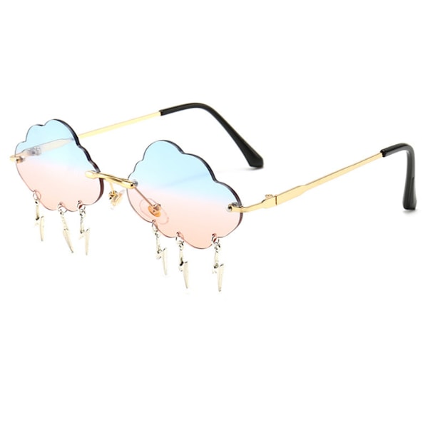 Lightning Cloud Solbriller (C5 Guld Stel Blå og Pink Gradient Glas)
