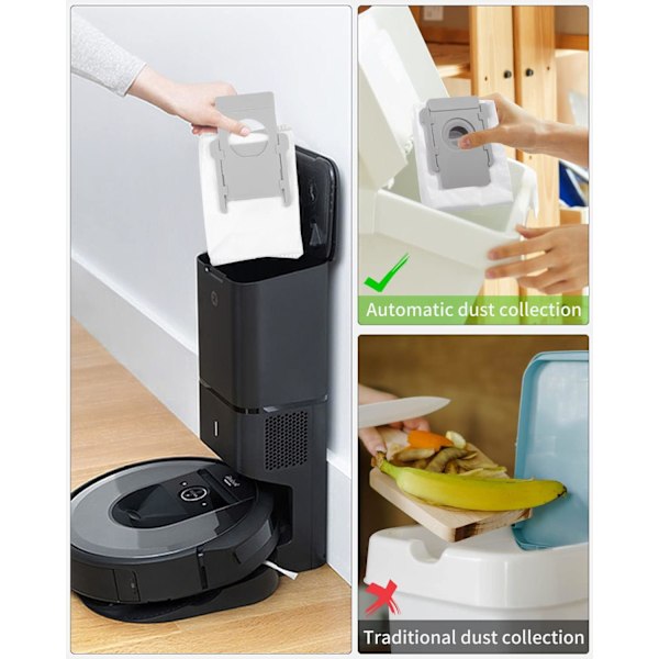 12-pack ersättningsdammsugarpåsar kompatibla med iRobot i7+i3 E5 E6 S9, dammsugartillbehör för Roomba i7, för grundläggande dammsugare
