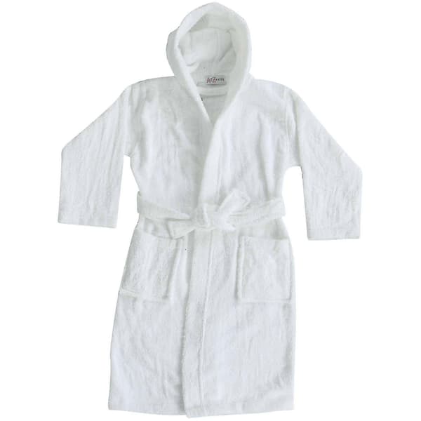 Hvid badekåbe med hætte unisex til spa og hjemmekomfort Vit Vit