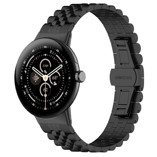 Google Pixel Watch3 45 mm rem i rostfritt stål Svart Sort