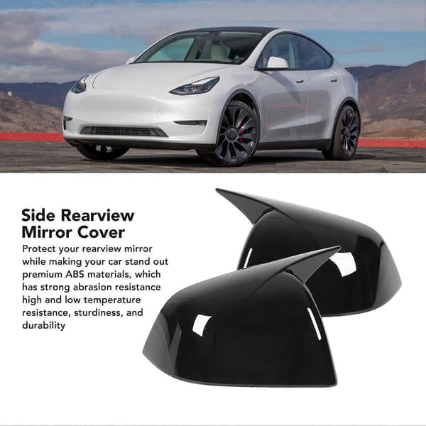 Sidespejlsdæksel Højglans Dør Udvendige Sidespejlskapper Erstatning til Tesla Model Y 2020 til 2023 Sort