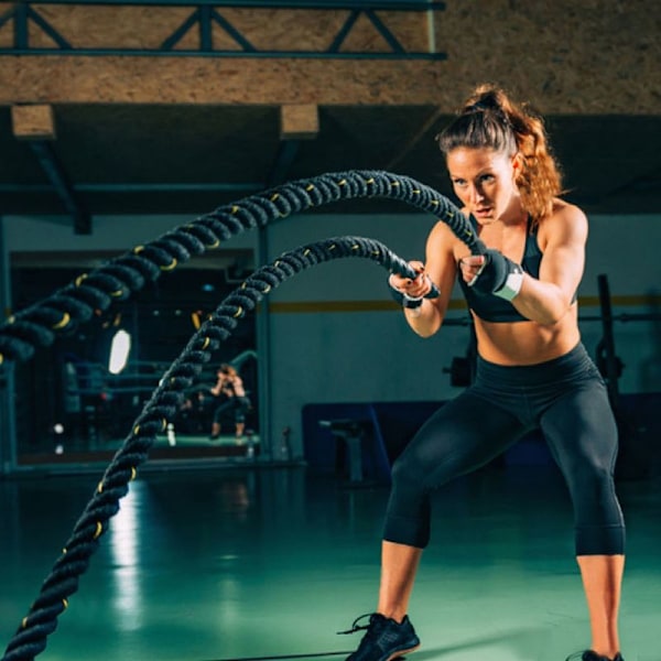 Battle Rope Fitness Aaltoliikeköysi 9m 55mm 11KG Musta TEMPSA