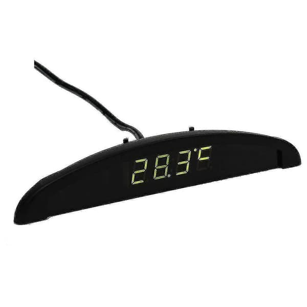 3 i 1 Bil Digital Voltmeter Ur Termometer 12V LED Display Grøn Sort Black