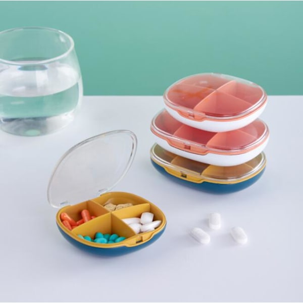Liten Portabel Transparent Visuell Pillbox * 2 (4 Vita Fack)