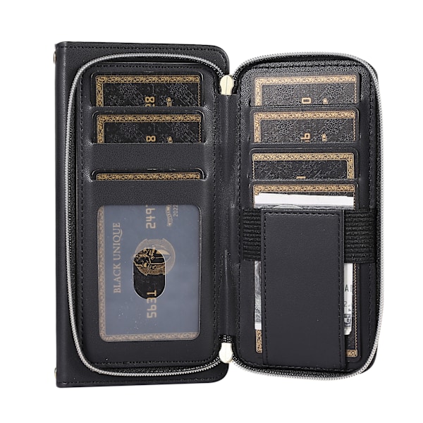 Zipper Flip Telefonfodral Plånboksfodral med kreditkortsfack för Samsung S21 Plus Svart Sort