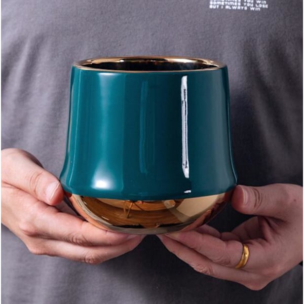 Kreativ Konst Elektropläterad Keramisk Blomkruka (Grön Guld)