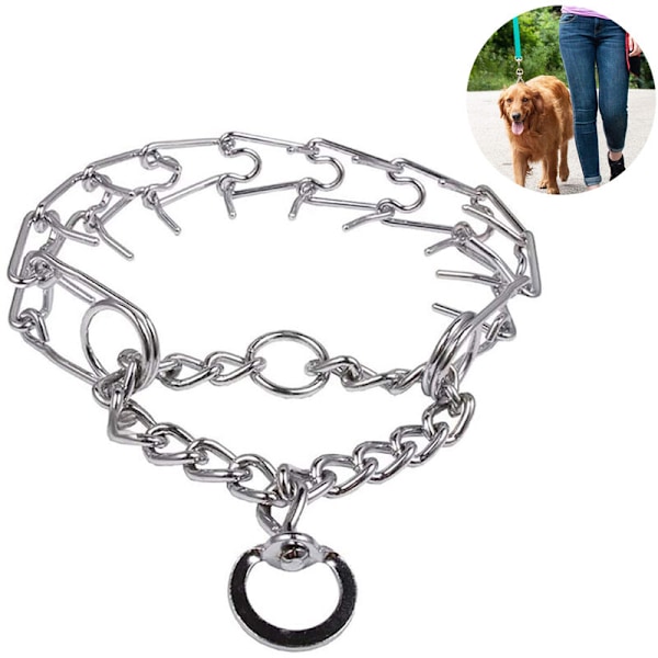 Pigg halsbånd til hundetræning med hurtigudløser spænde, krom stål kæledyrshalsbånd, anti-træk halsbånd til hunde, anti-træk træningshalsbånd, Style 2