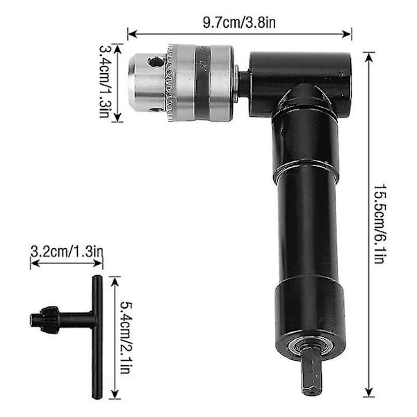 Vinkelborrchuck, 90 Självåtdragande Vinkelchuck, 1-10mm Elektrisk Axel, Borrförlängningsverktyg, för Trånga Utrymmen