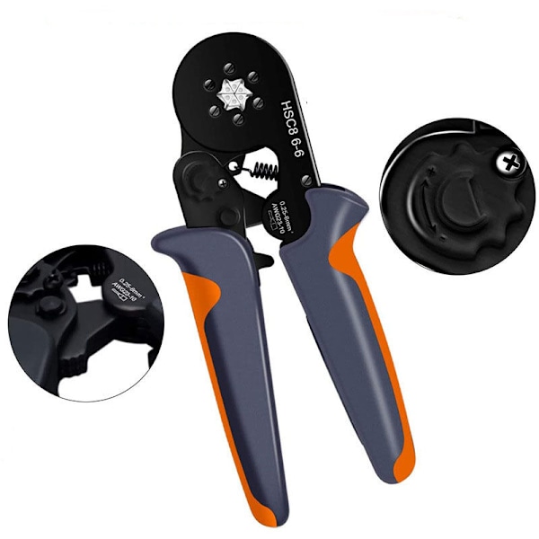 Krympetang, selvjusterende skraldeledningskrympeværktøj 0,25-6 mm²/AWG23-10 med 1900 krympekonnektorer (grå)