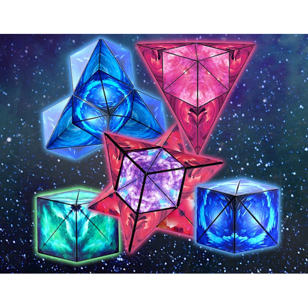 3D Magnetisk Stereo Puslespil Varieret Geometri Hellig Hånd Sjov Øvelse Dekompressionslegetøj (Flammerød),