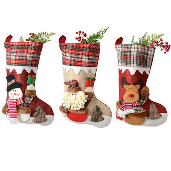 Juldekorationer, julstrumpa presentpåsar, julstrumpa godis presentpåsar kreativa hängen (Jul älgsockor)