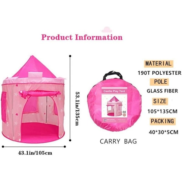 Legetelte til børn, Børnetelt Pink Slot, Børne Teepee, Legetelt Hus, Baby Telt Hus, Havetelt til Baby Legehus