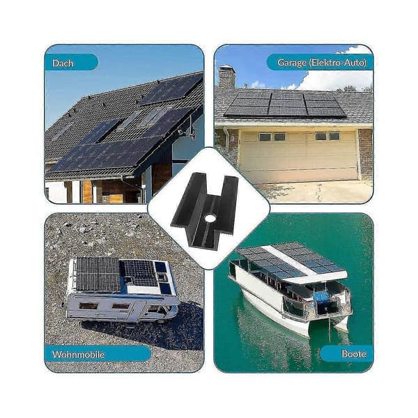 10 X Centerklemme PV Solpaneler, Sort, Modulklemme Til Alle Rammehøjder, Solpanelbeslag