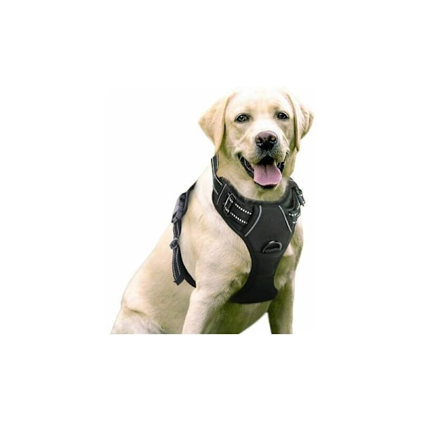 Reflekterende Nylon Stor Medium Hundesele (Sort, L)