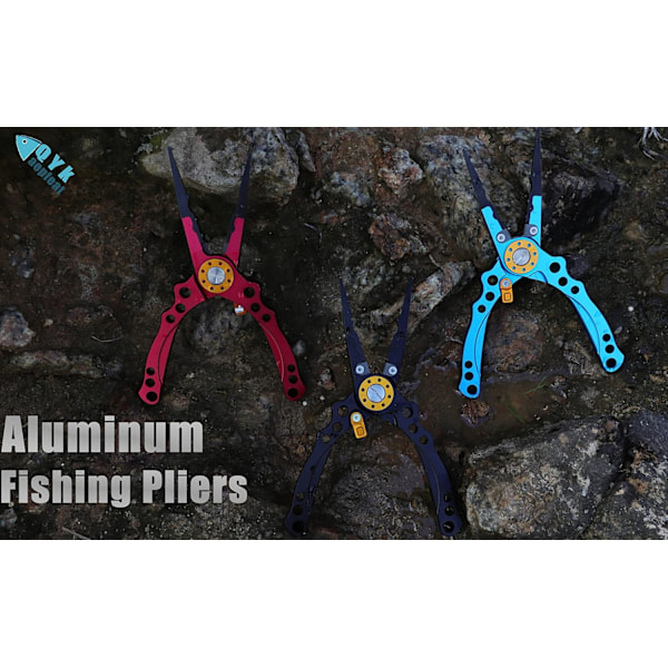 Fiskesaks Aluminium Legering Tang Multifunktionel Lokketang Afmonter Krog Åben Løkke Fisketang Fiskefjerner Værktøj med Snorsnor —Blå,