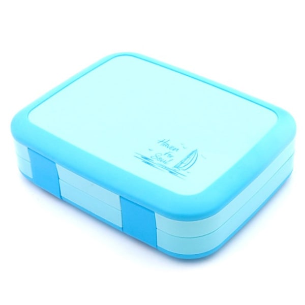 Bärbar Bento-låda med fem fack för barn med lunchlåda Amazon-modell Delad Student Bärbar Lunchlåda (800ml Fyra-fack Blå),