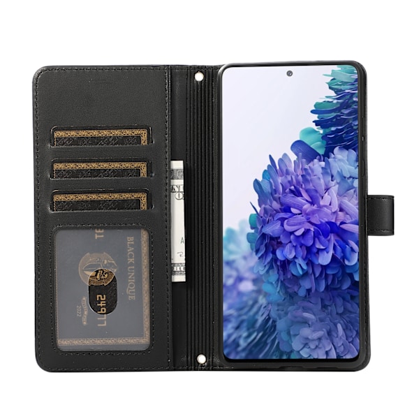 Lynlås Flip Telefoncover Pungcover med kreditkortlommer til Samsung S21 Plus Svart Sort