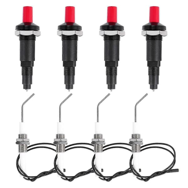 4 stk. propan push-type piezo tændingssæt ledning 30 cm til gasgrill