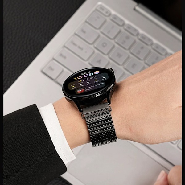 Svart klockarmband i rostfritt stål - 20 mm - För Huawei GT4/3/2