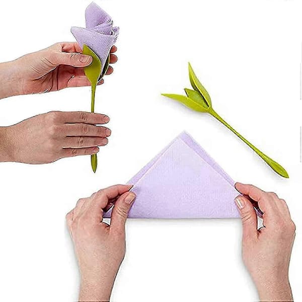 24 st blomservettringar, blommig bordsdekoration med grön stjälkdesign