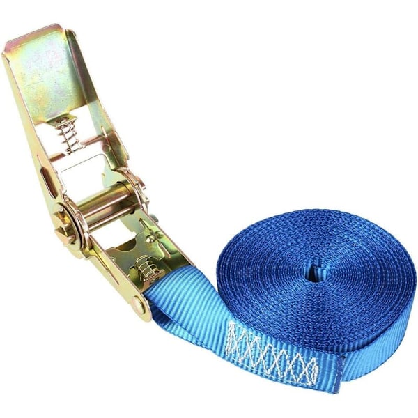 10 STK. Spændebånd Polyester Surringsbånd, Spændebånd med Skraldespænder, Kapacitet 400 kg/Stk., CE-certificeret, 6M x 25MM - Blå